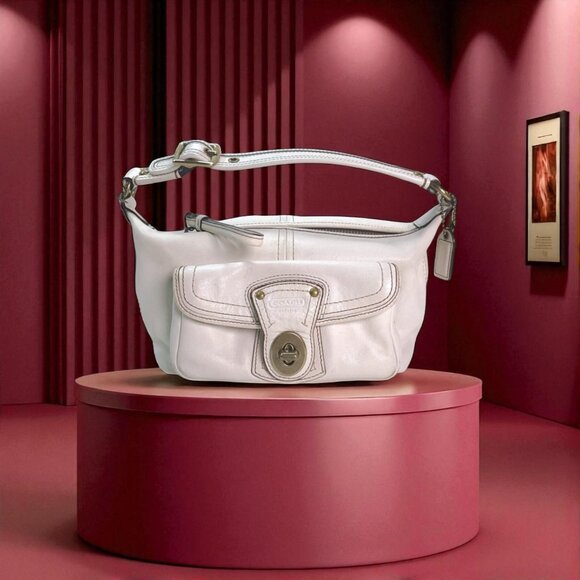 Vintage COACH 65th Anniversary Legacy Top handle Turnlock bag white/ivory - Picture 1 of 13